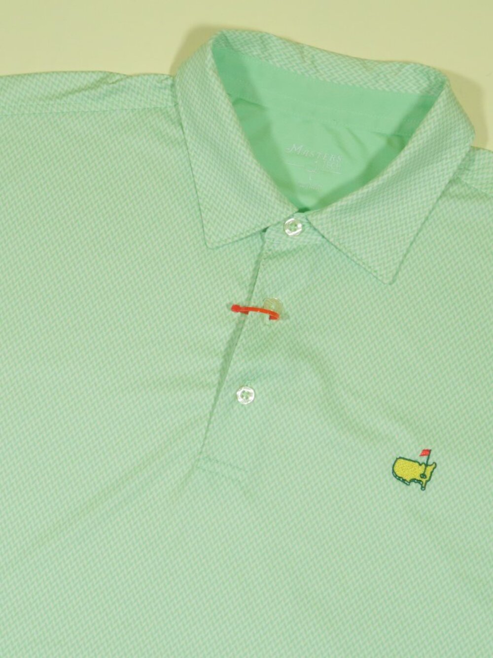Masters Tech Chevron Print Augusta Golf Polo Shirt Mens L Green White Stretch